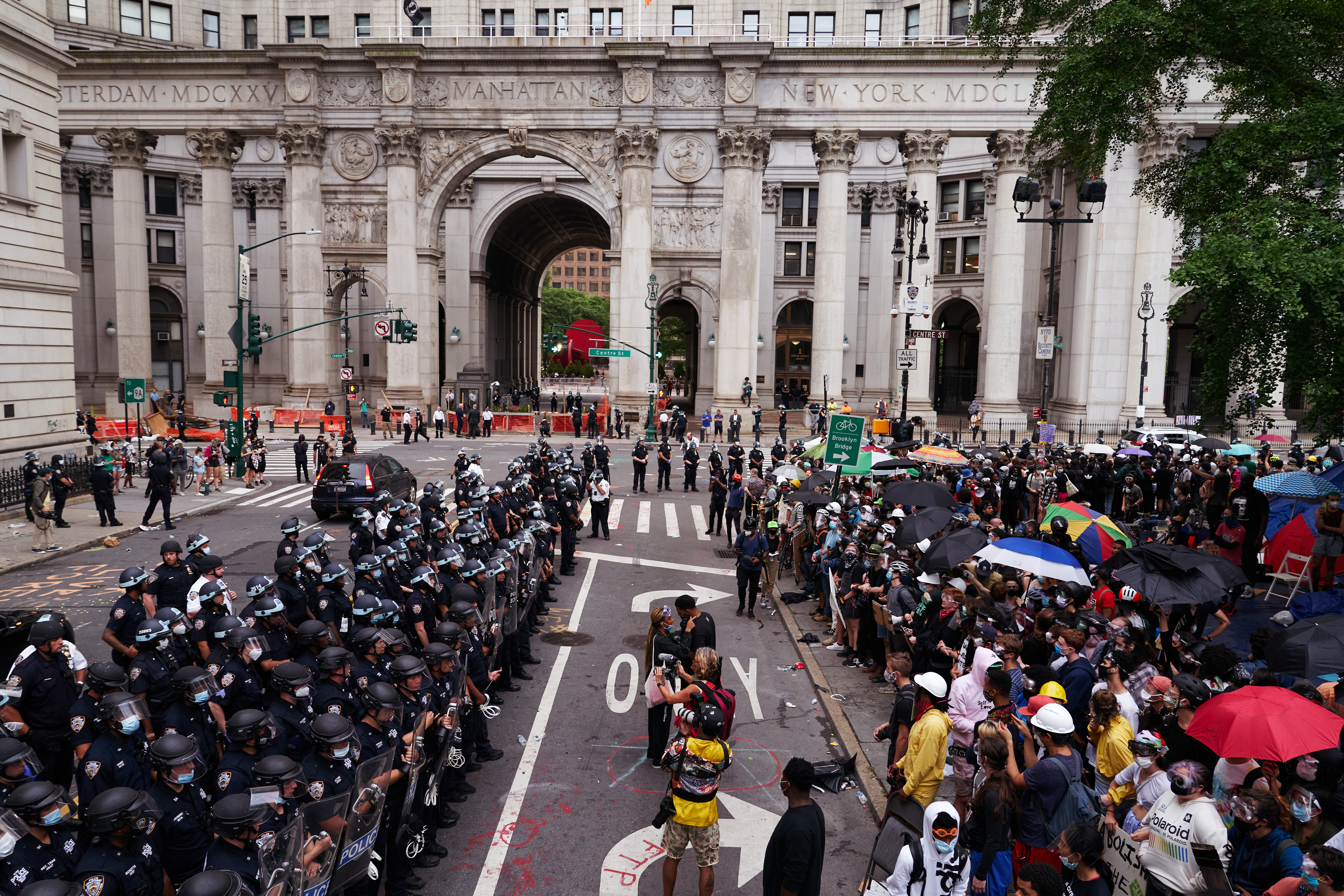 City Hall Protestors clash with NYPD