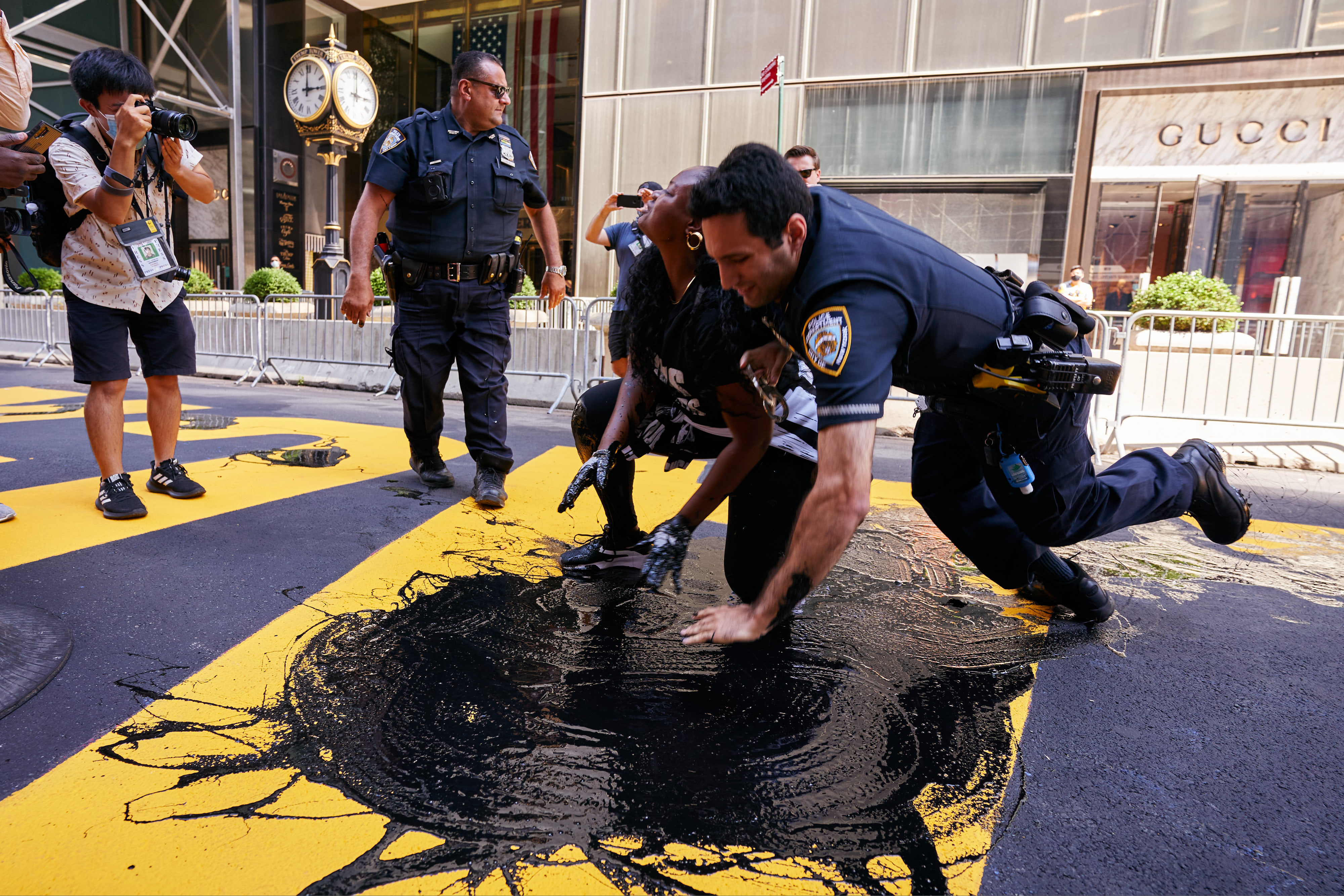 NYPD Cop Injured at BLM Mural defacement