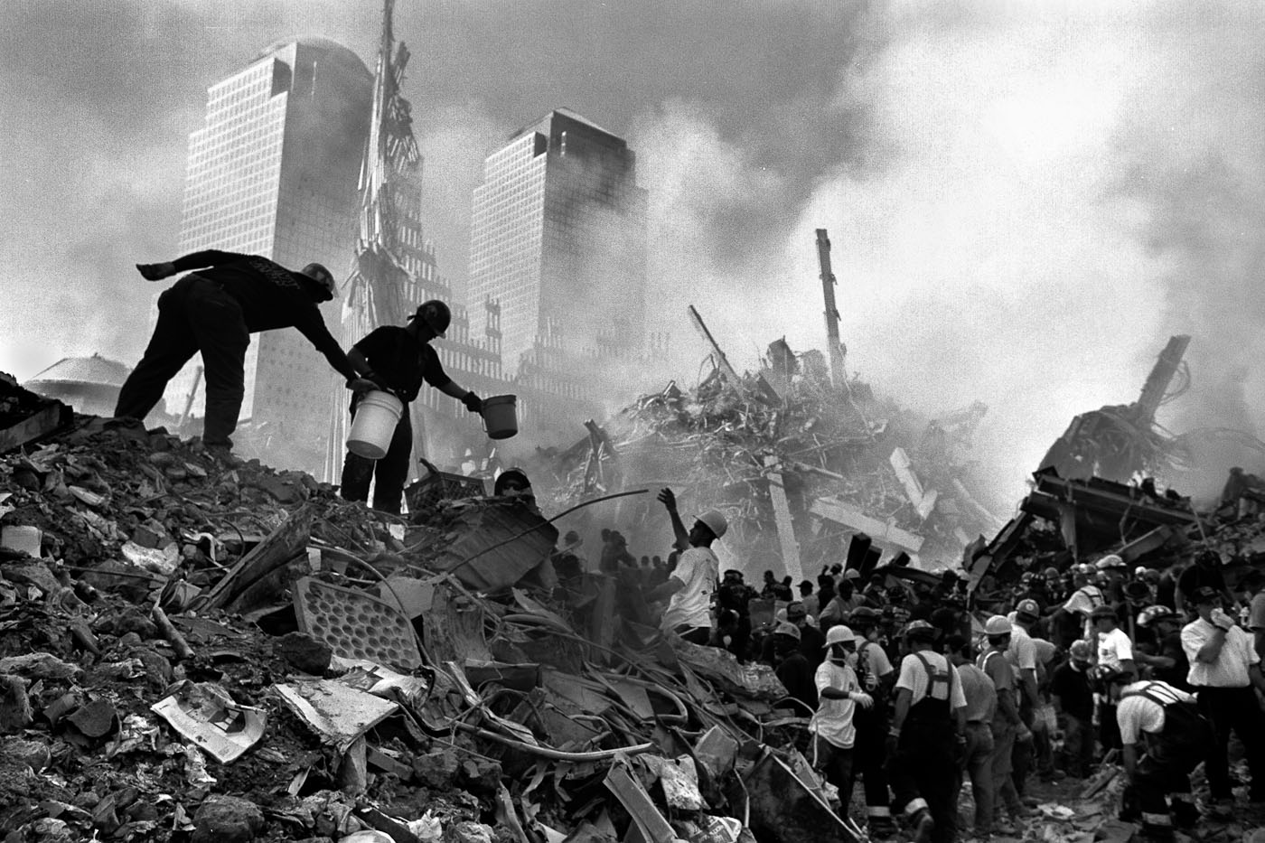 Ground Zero after the terrorist attacks of September 11, 2001